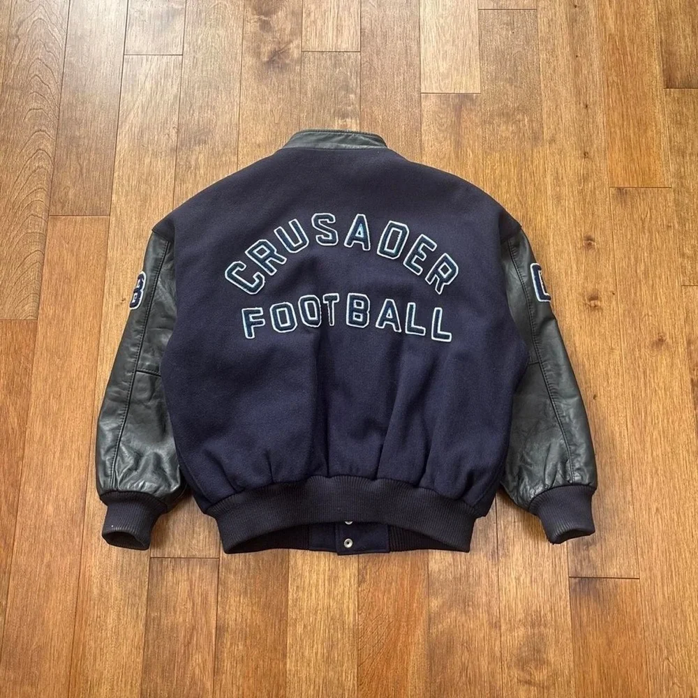 Men’s Vintage 2002 leather varsity football jacket - Picture 2 of 8